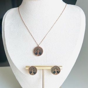 Stainless steel Tree of life pendant necklace set